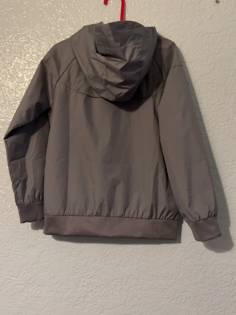 Nike Kids Gray Hooded Windbreaker with White Logo